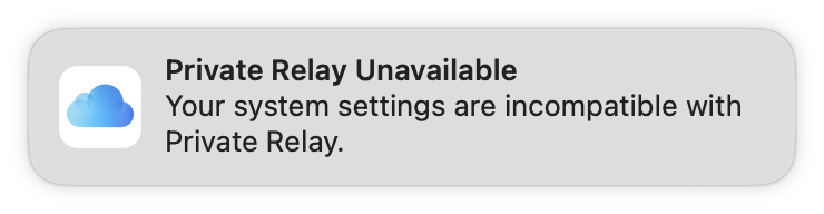 Private Relay Notification