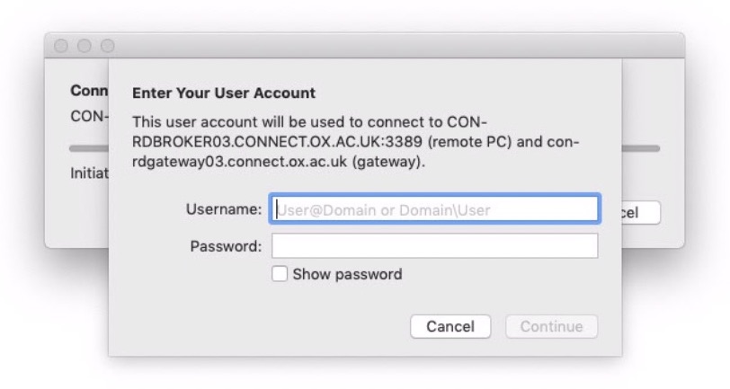 Connect RDP Login